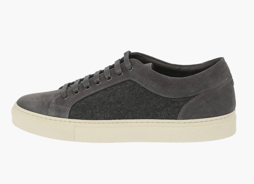 CORNELIANI ID Leather and Wool sneakers - brown/gray - size 9 - X4
